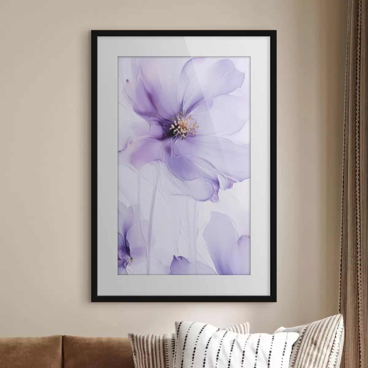 Affiche Des fleurs délicates aux détails raffinés, sur un fond blanc texturé f49761