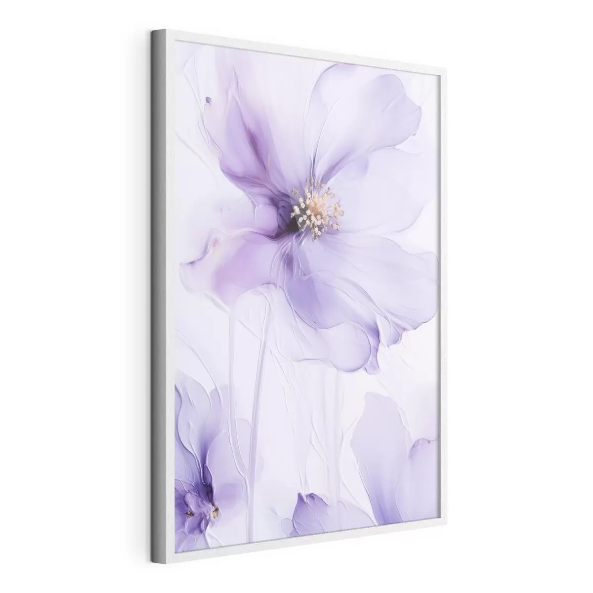 Affiche Des fleurs délicates aux détails raffinés, sur un fond blanc texturé f49761