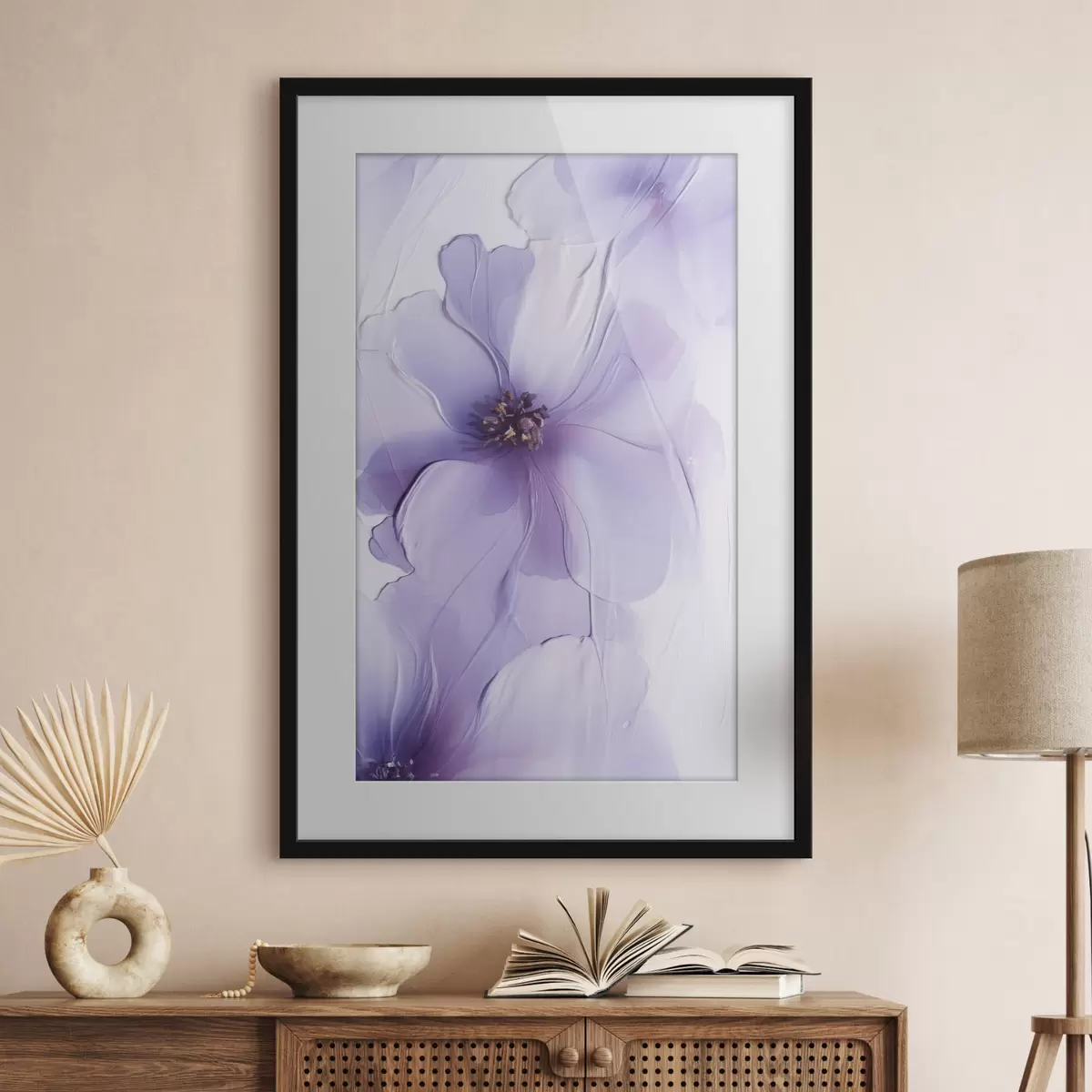 Affiche Des fleurs délicates aux détails raffinés, sur un fond blanc texturé f49762