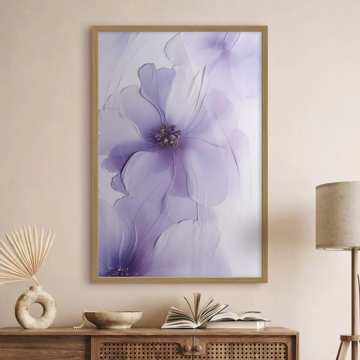 Affiche Des fleurs délicates aux détails raffinés, sur un fond blanc texturé f49762