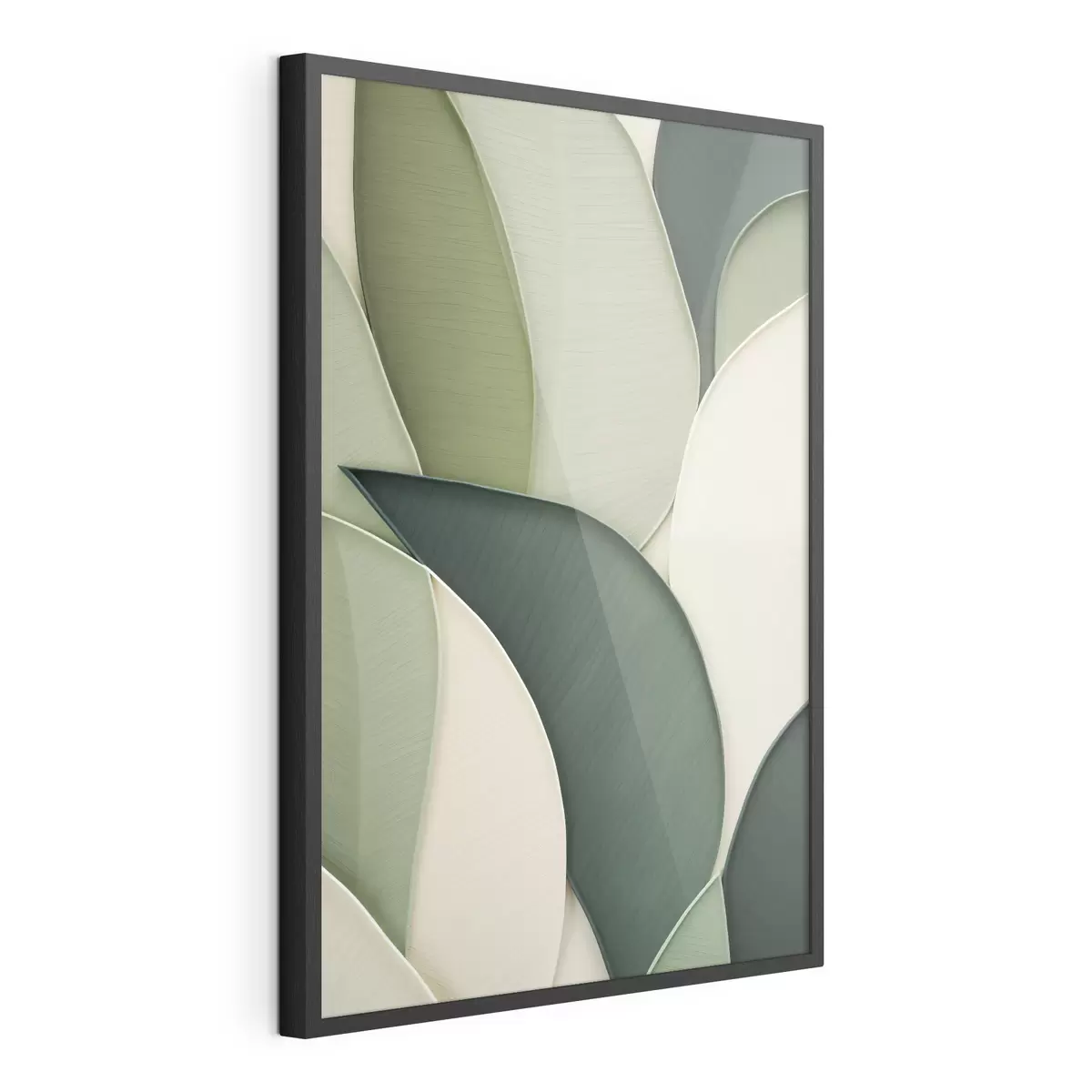 Affiche Œuvre d'art abstrait composée de formes organiques vertes et crème qui se chevauchent f49777