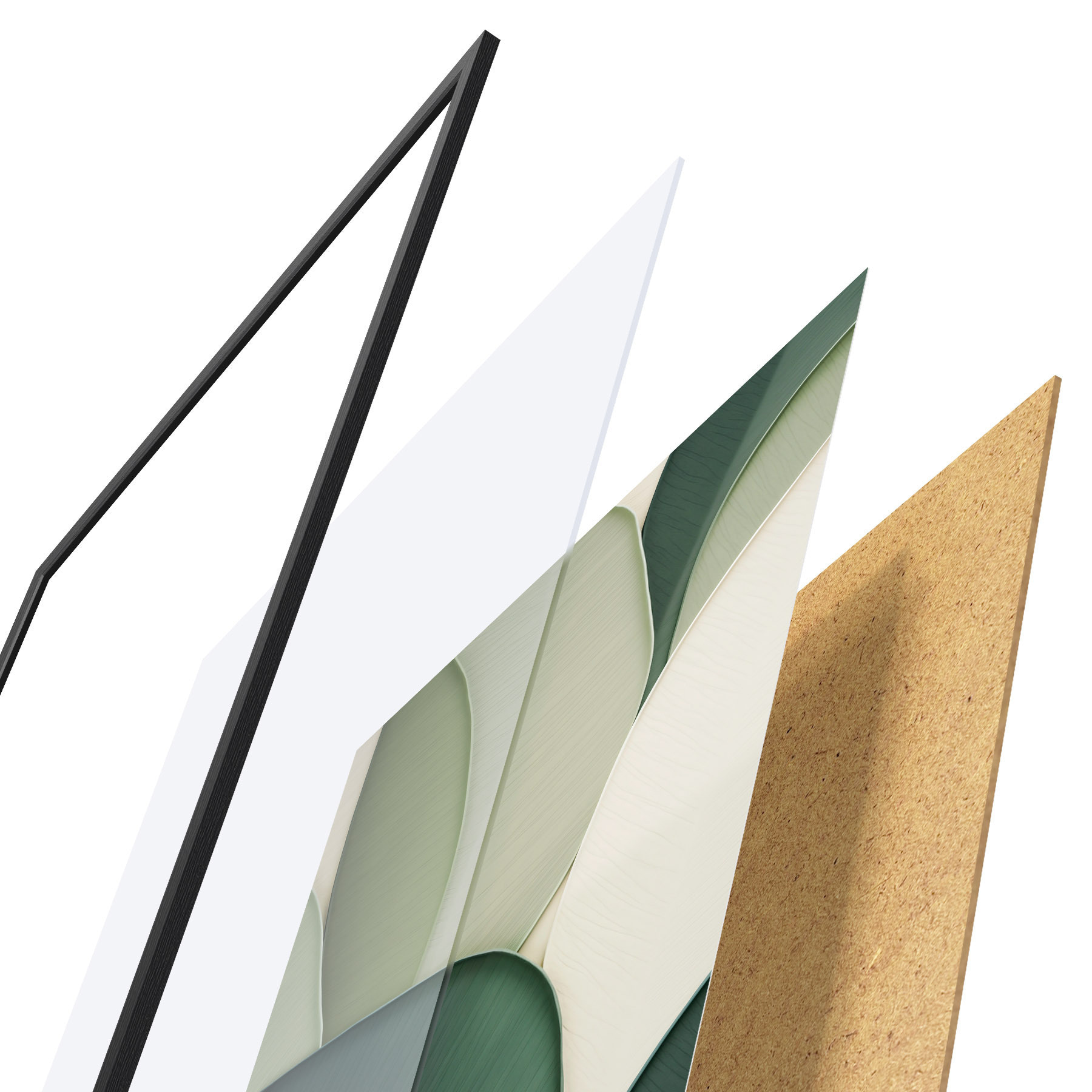 Affiche Œuvre d'art abstrait composée de formes organiques vertes et crème qui se chevauchent f49777