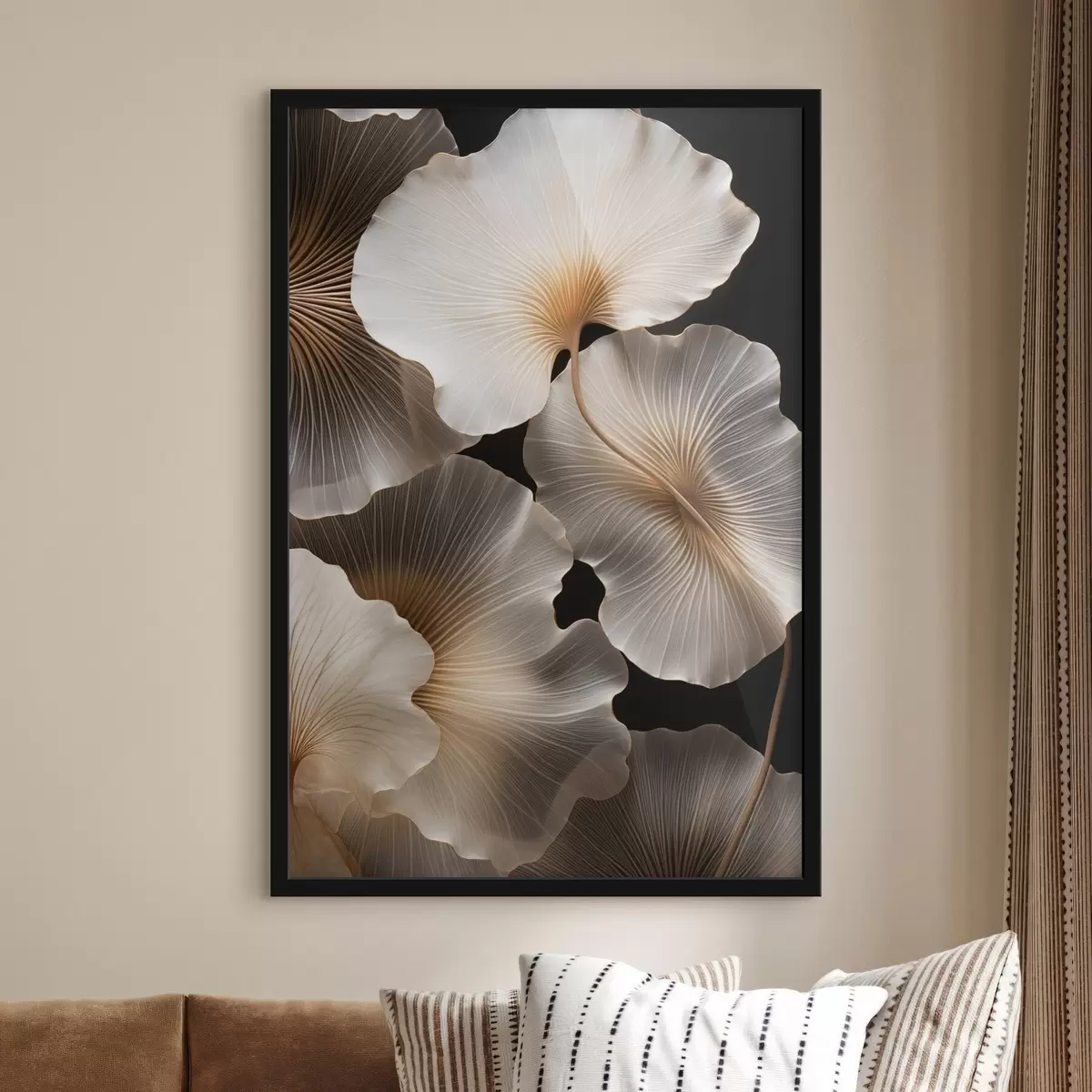 Affiche Des feuilles de ginkgo translucides sur un fond sombre f49784