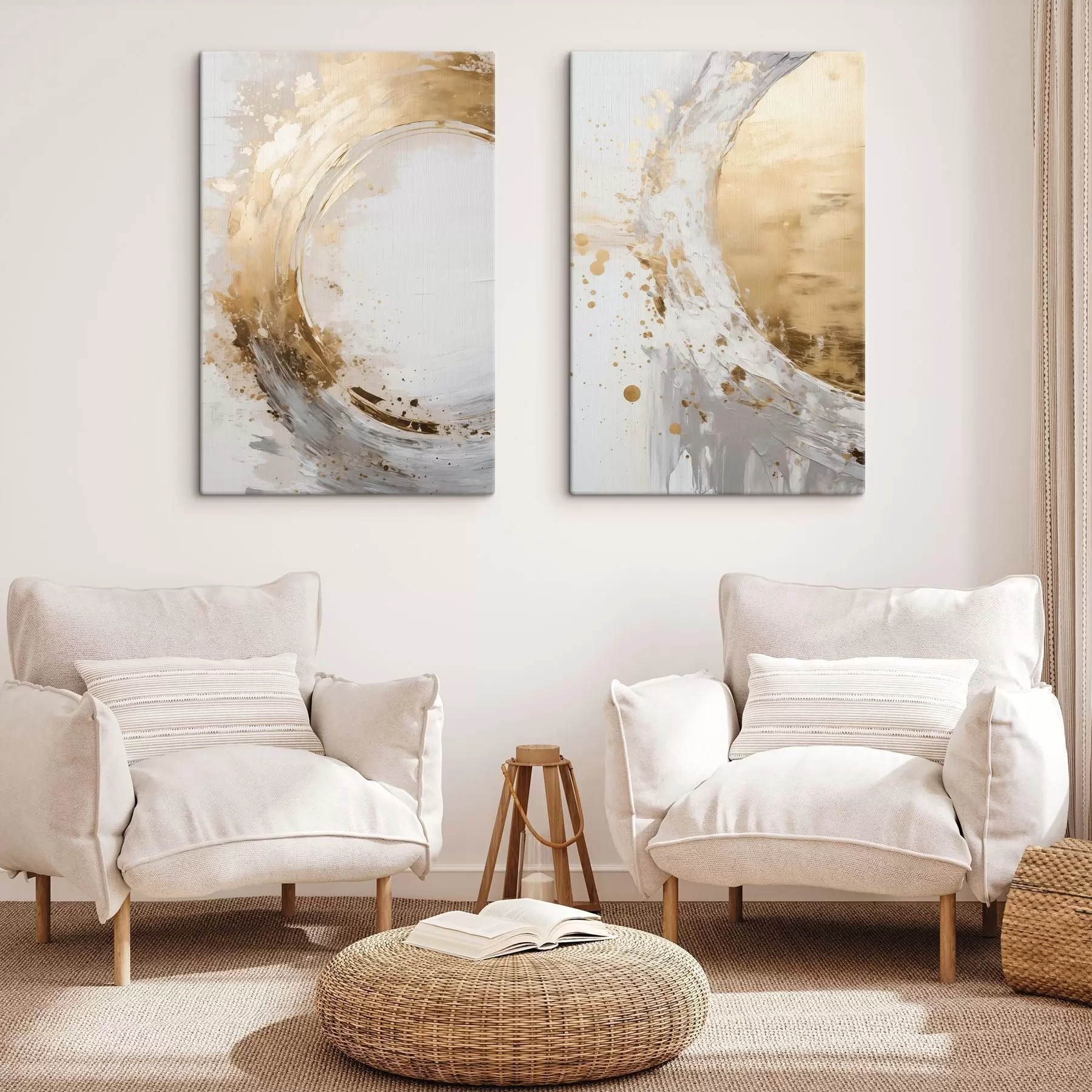  Schilderijen Abstracte penseelstreken die een cirkelvorm vormen, moderne kunst met textuur m30690