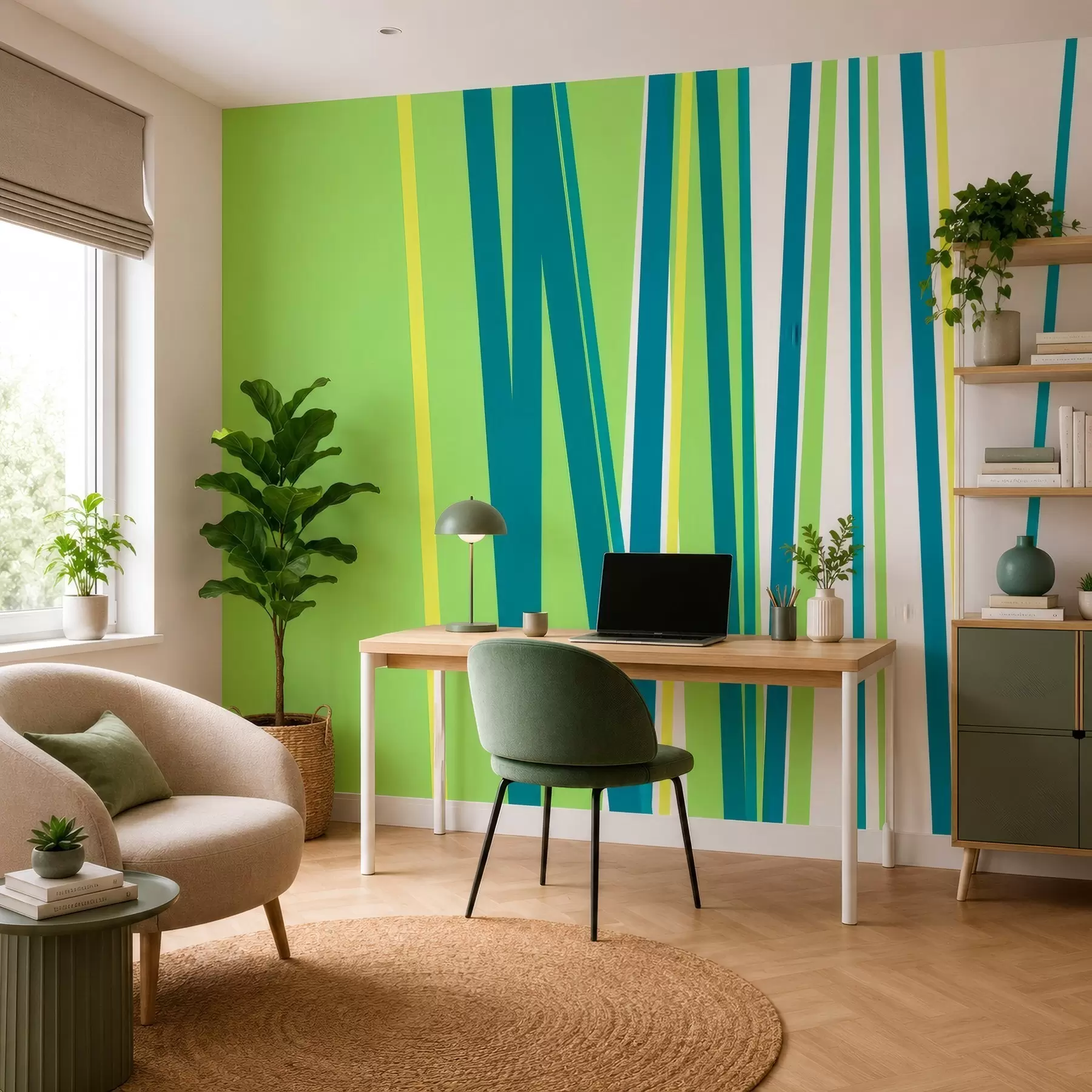 Papier peint photo une rayure abstraite aux couleurs vives w05749