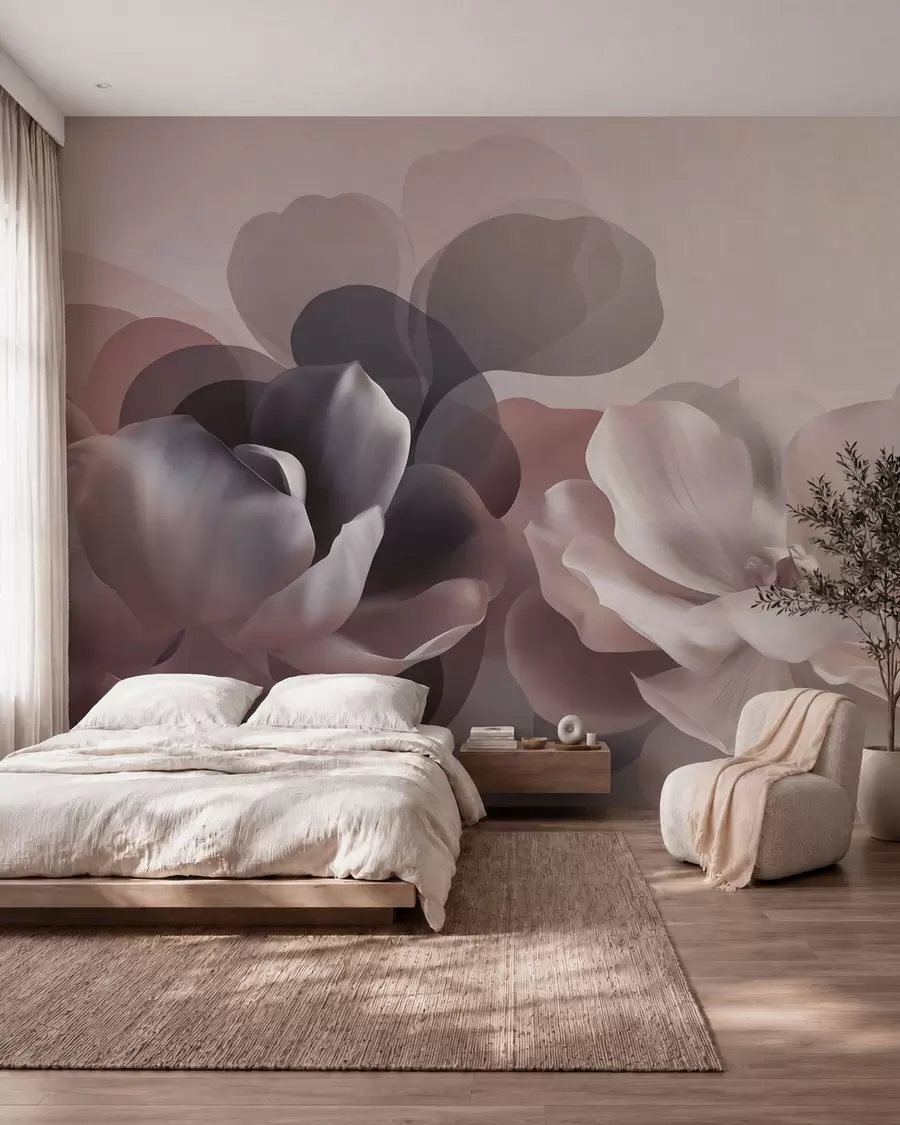 Fotobehang Abstracte bloemcompositie met magnolia’s w09930