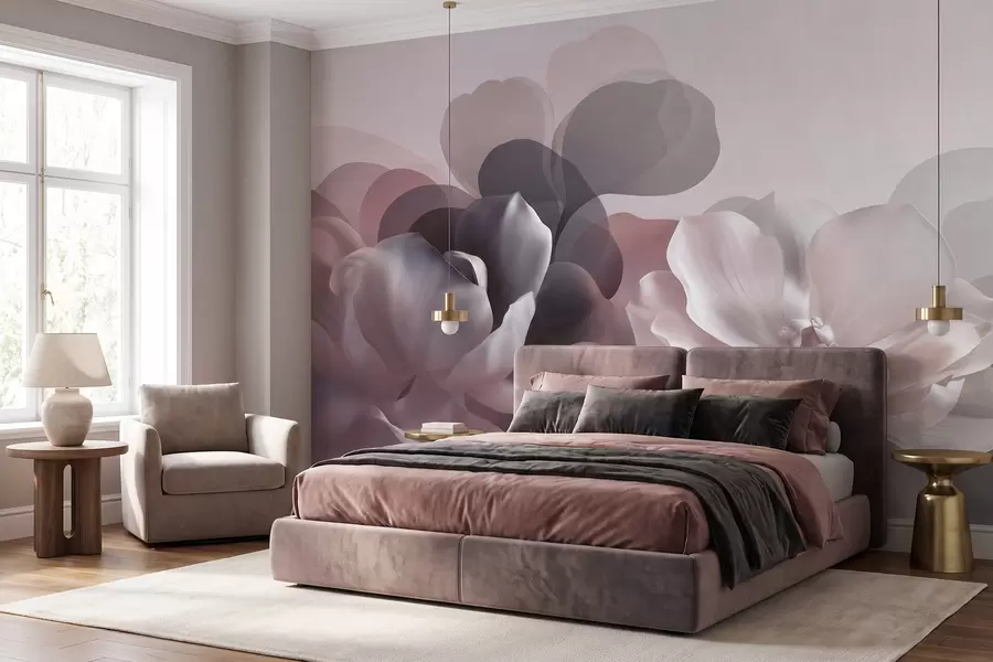 Fotobehang Abstracte bloemcompositie met magnolia’s w09930