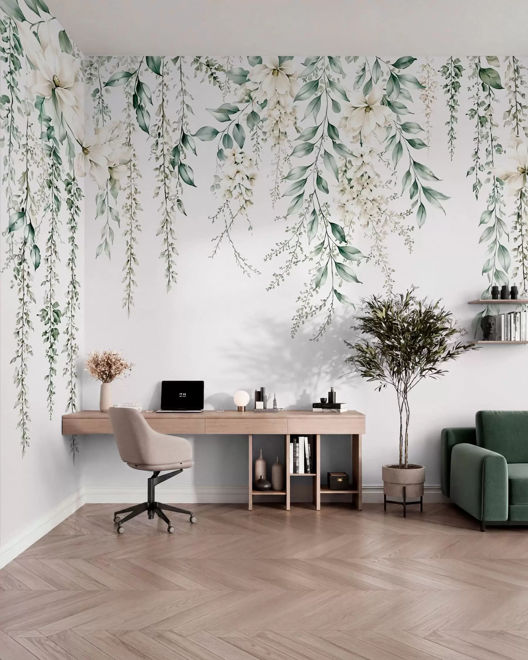 Fotobehang Hangende bloemenslingers w05736