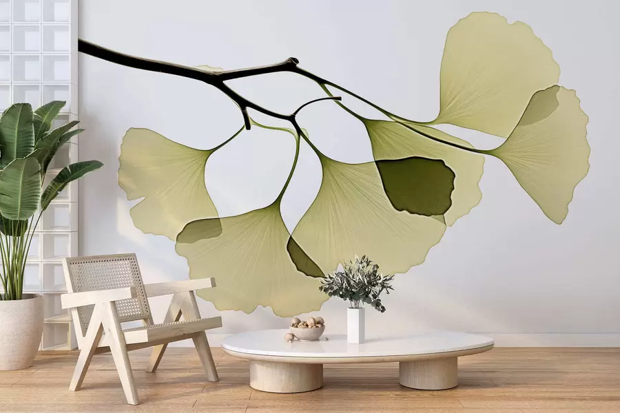 Fotobehang Ginkgo-waaierbladeren w09968