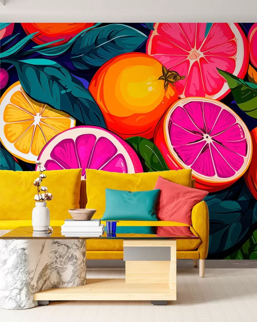 Papier peint photo Fruits, oranges, citrons w05761