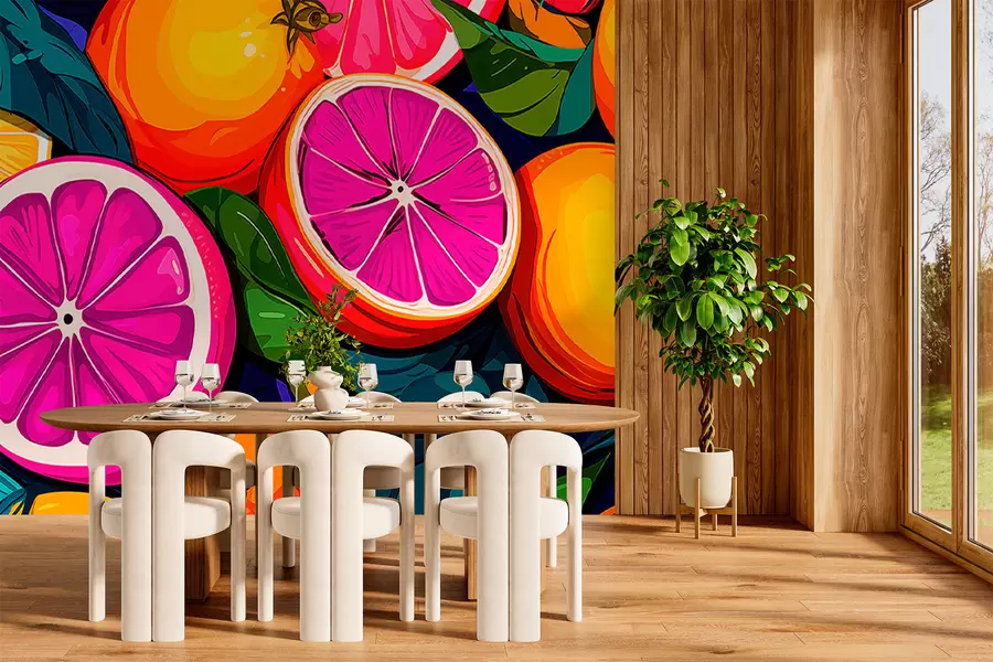 Fotobehang Fruit, sinaasappels, citroenen w05761