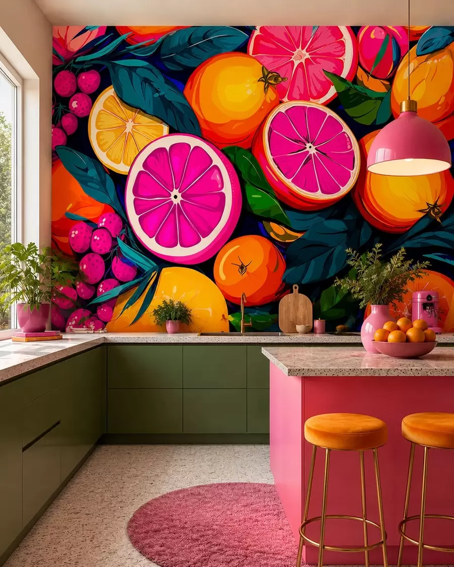 Papier peint photo Fruits, oranges, citrons w05761