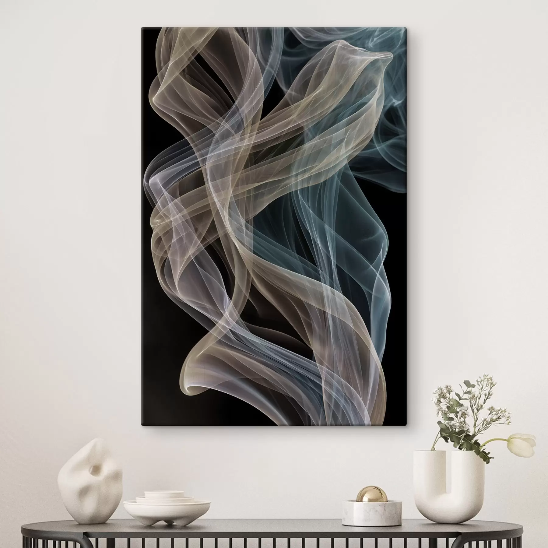  Peintures Des volutes de fumée colorées se dessinent sur un fond sombre s49861