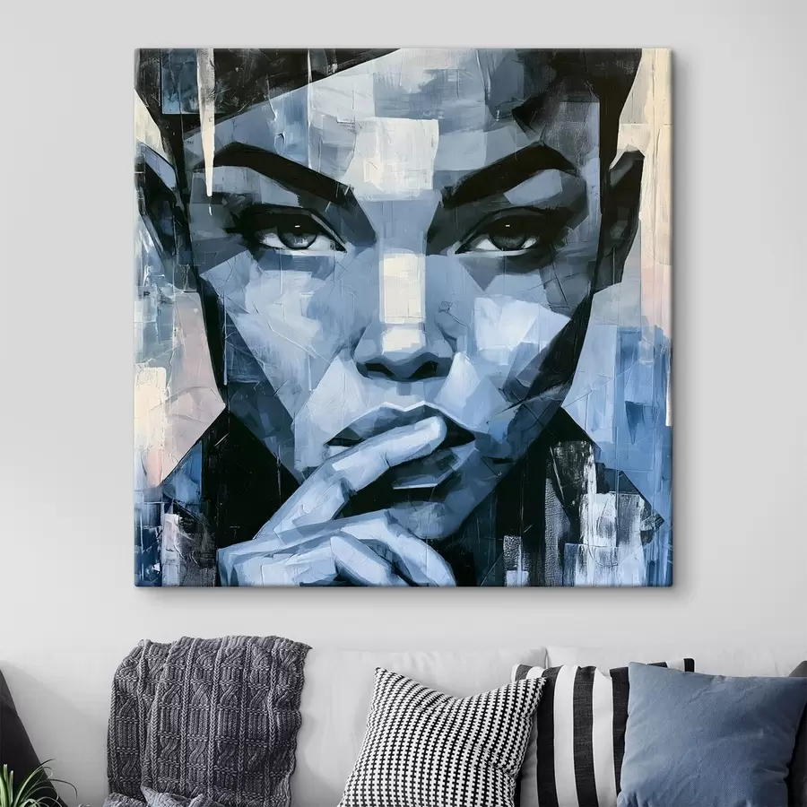  Schilderijen Een abstract portret van een meisje met een doordringende blik s49891