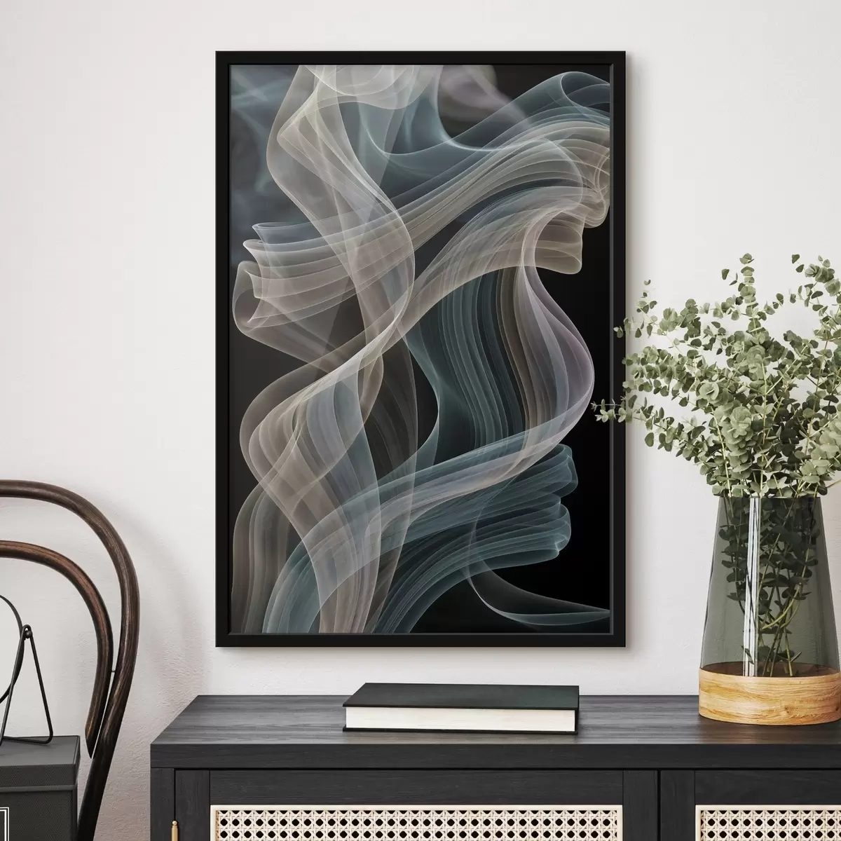Affiche Des volutes de fumée colorées se dessinent sur un fond sombre f49862