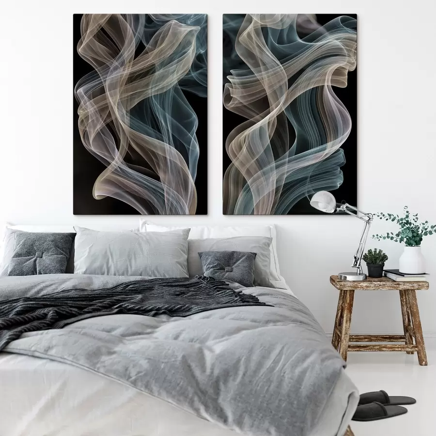  Peintures Des volutes de fumée colorées se dessinent sur un fond sombre m30719