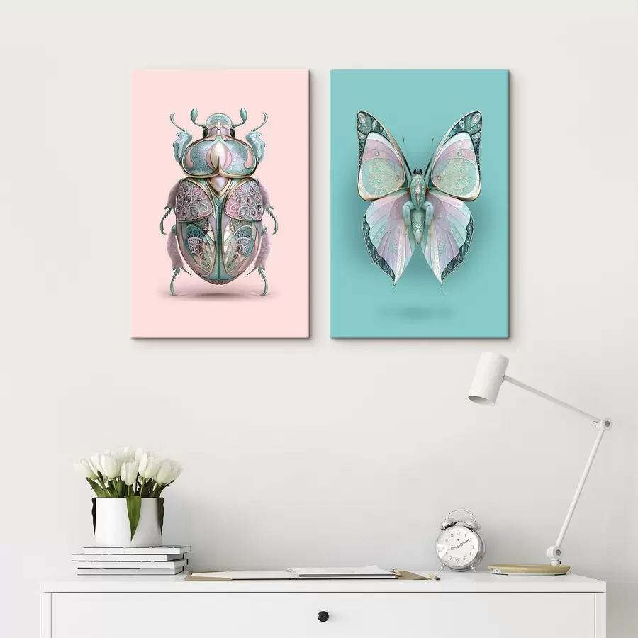  Peintures Un coléoptère et un papillon dans le style des bijoux de luxe m30720