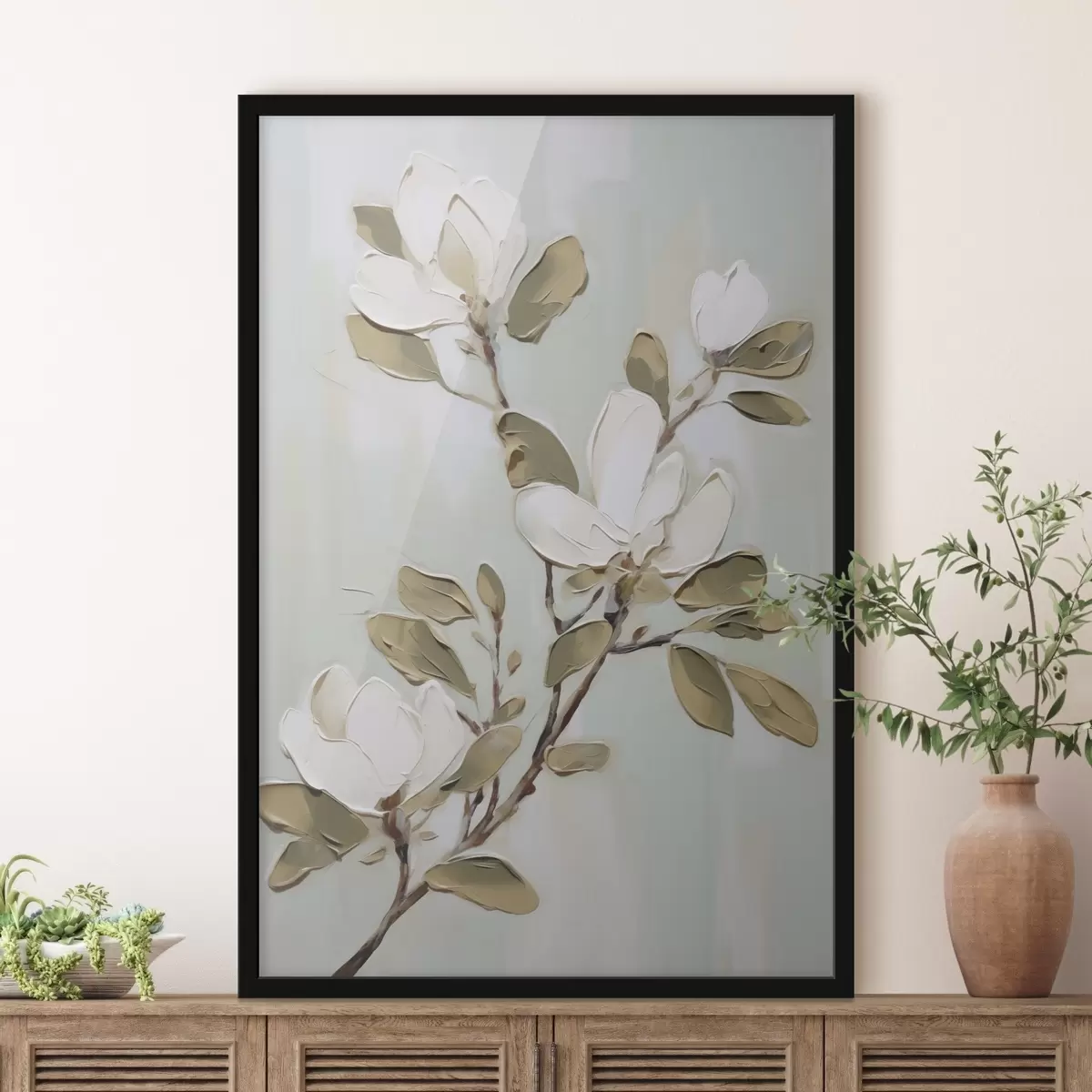 Affiche Une branche de fleurs de magnolia, reproduction d'un tableau f49902