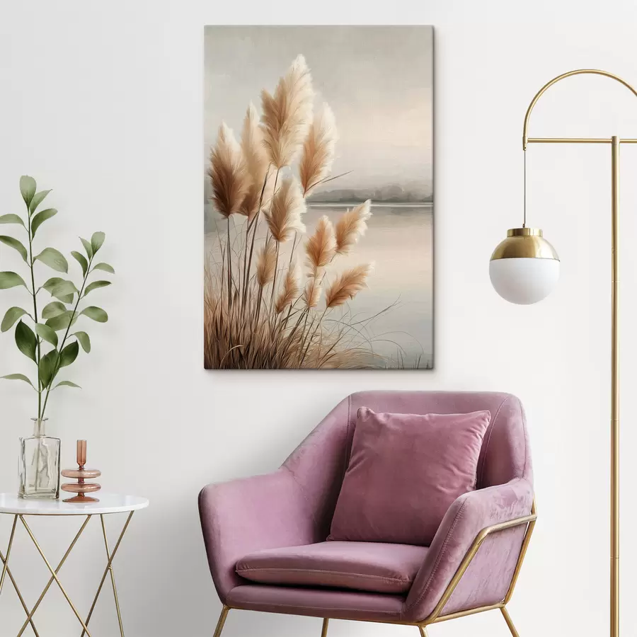  Peintures Herbe de la pampa au bord de la rivière s49925