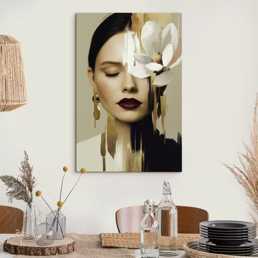  Peintures Une jeune fille avec une fleur dans les cheveux s49933