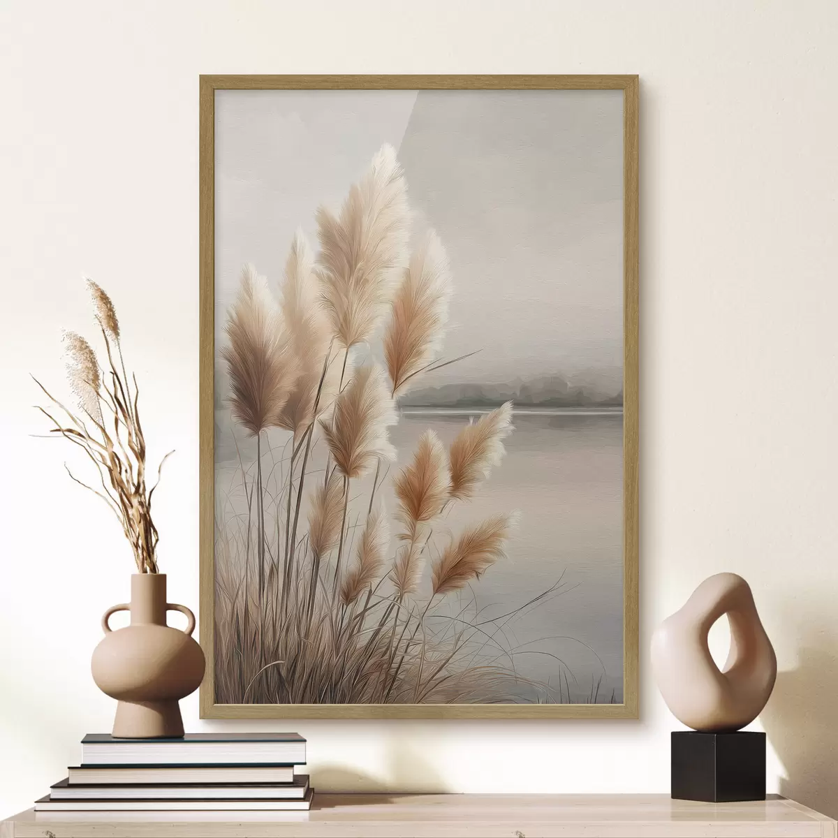 Affiche Herbe de la pampa au bord de la rivière f49925