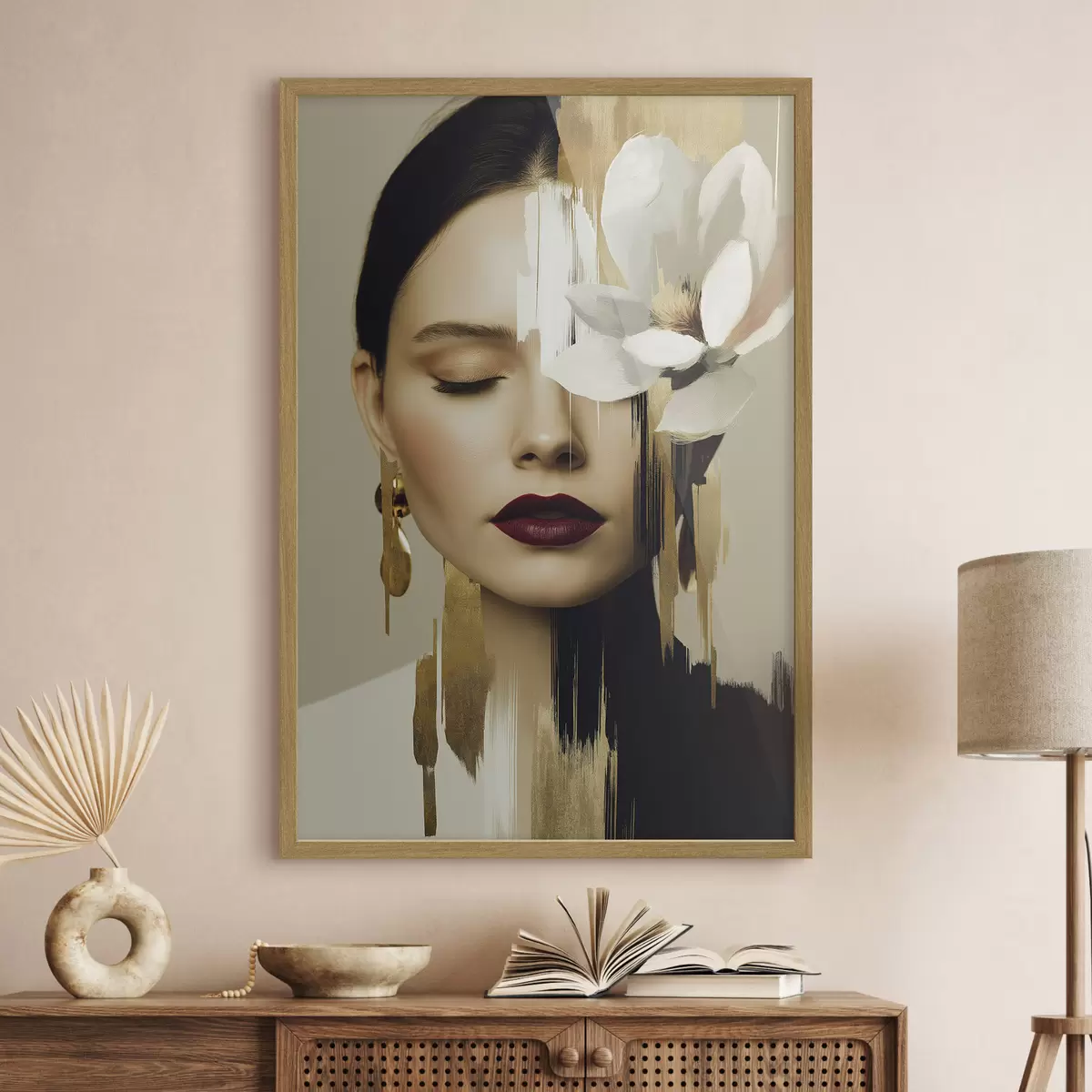 Affiche Une jeune fille avec une fleur dans les cheveux f49933