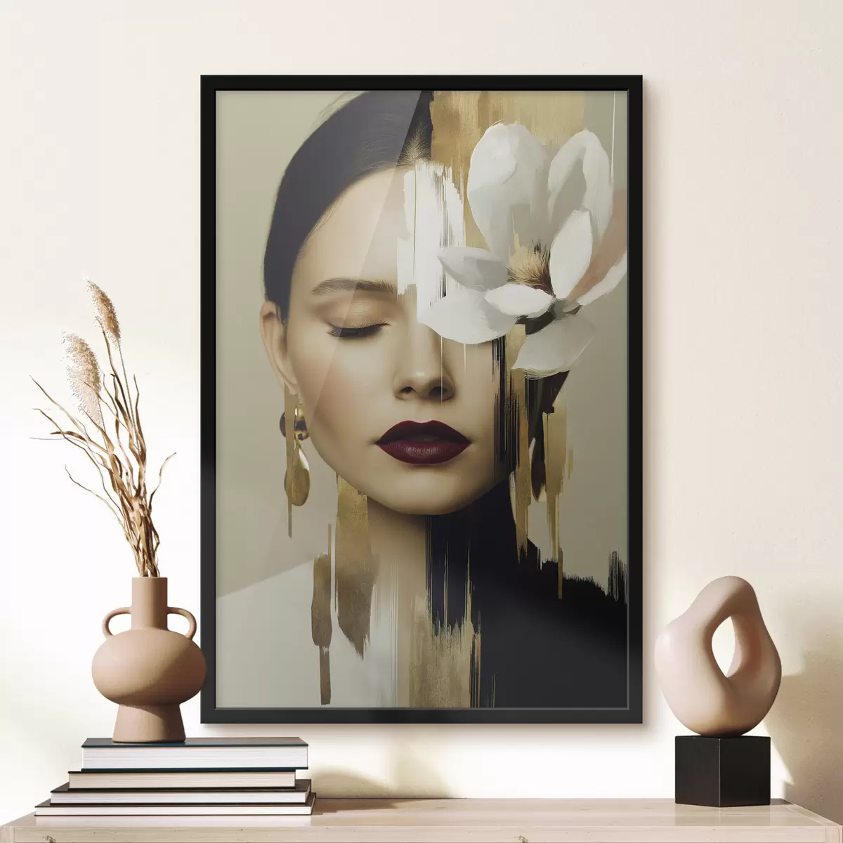 Affiche Une jeune fille avec une fleur dans les cheveux f49933