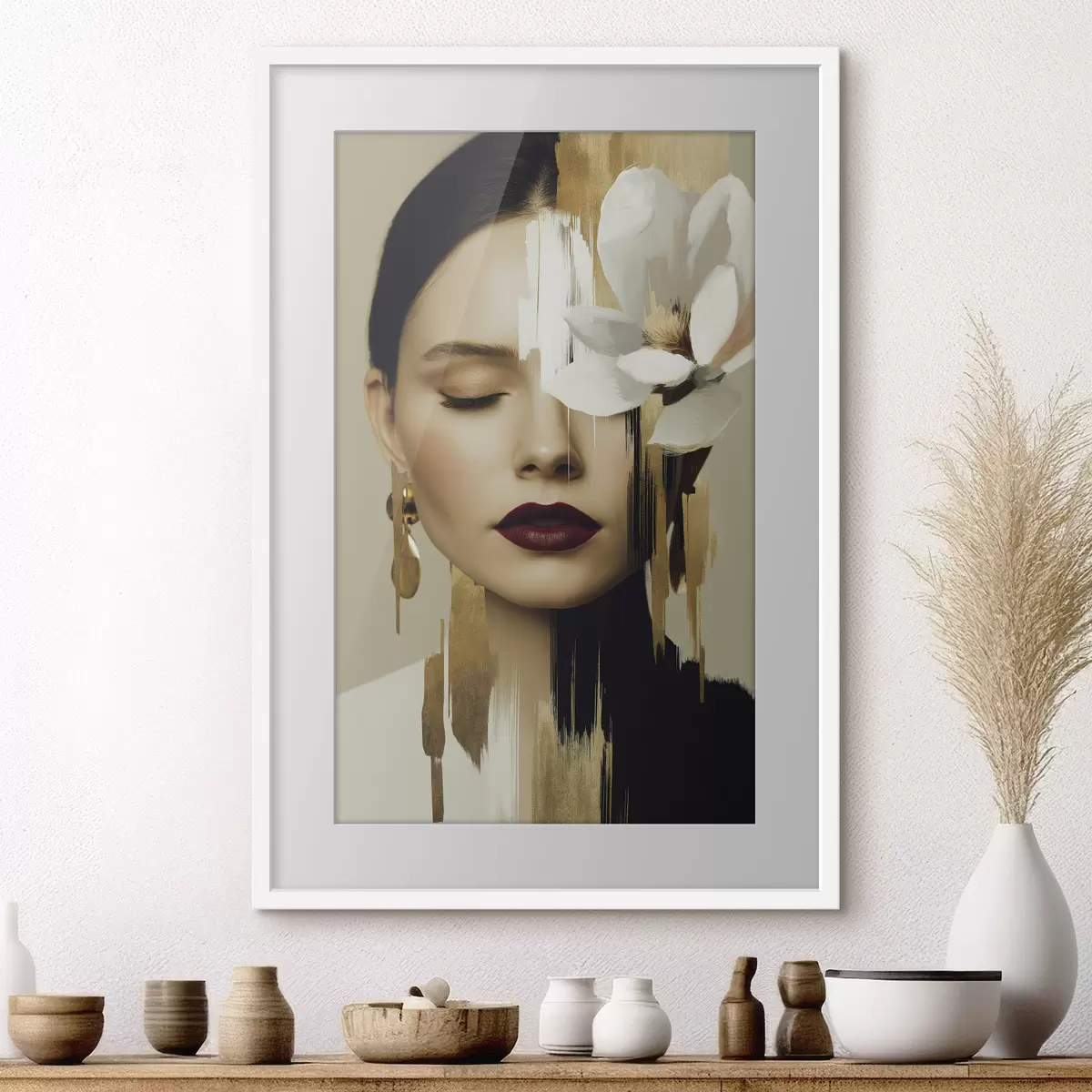Affiche Une jeune fille avec une fleur dans les cheveux f49933