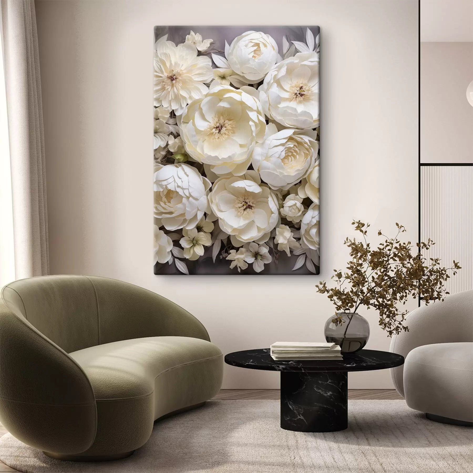  Peintures Pivoines blanches s50034