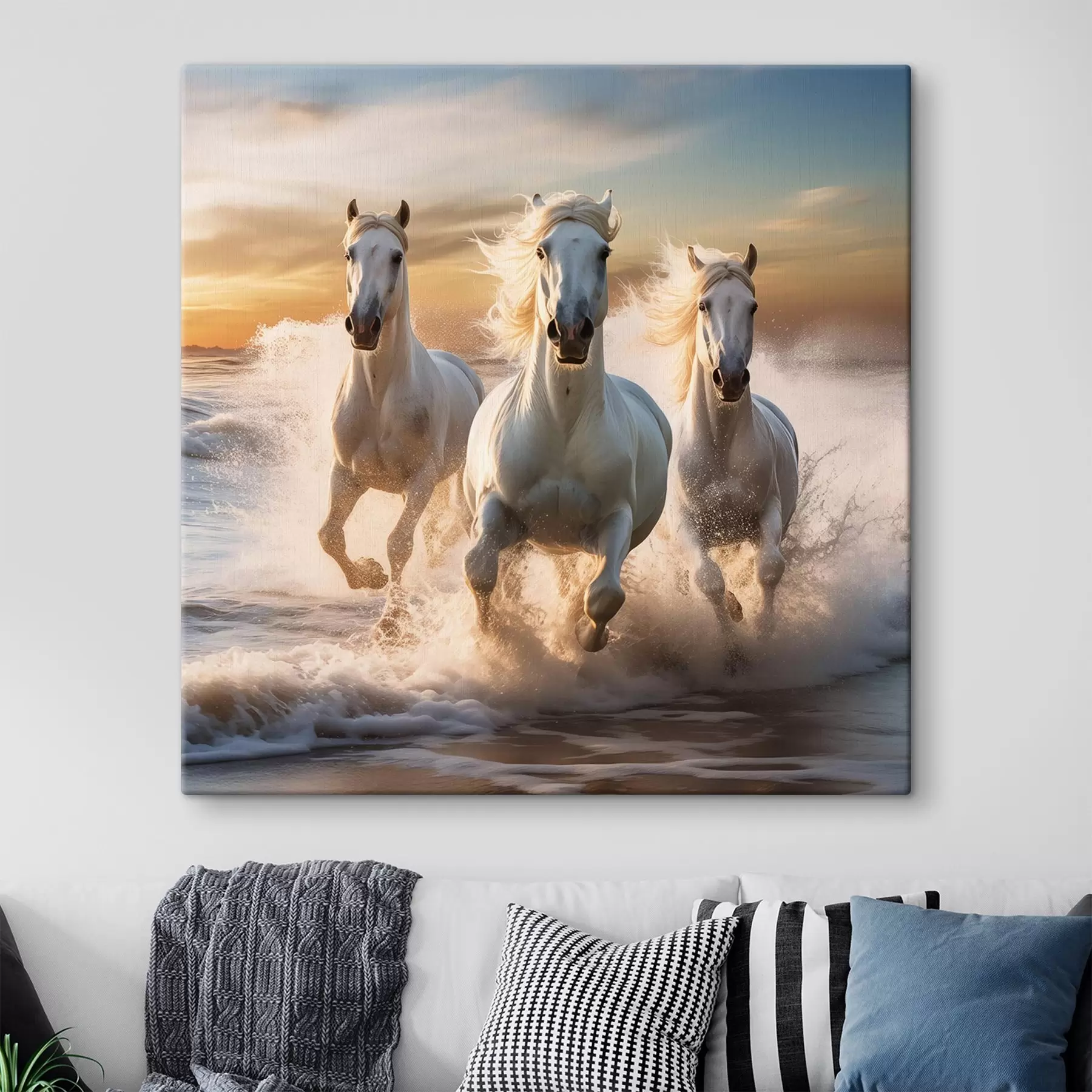  Peintures Des chevaux sur le rivage s50037