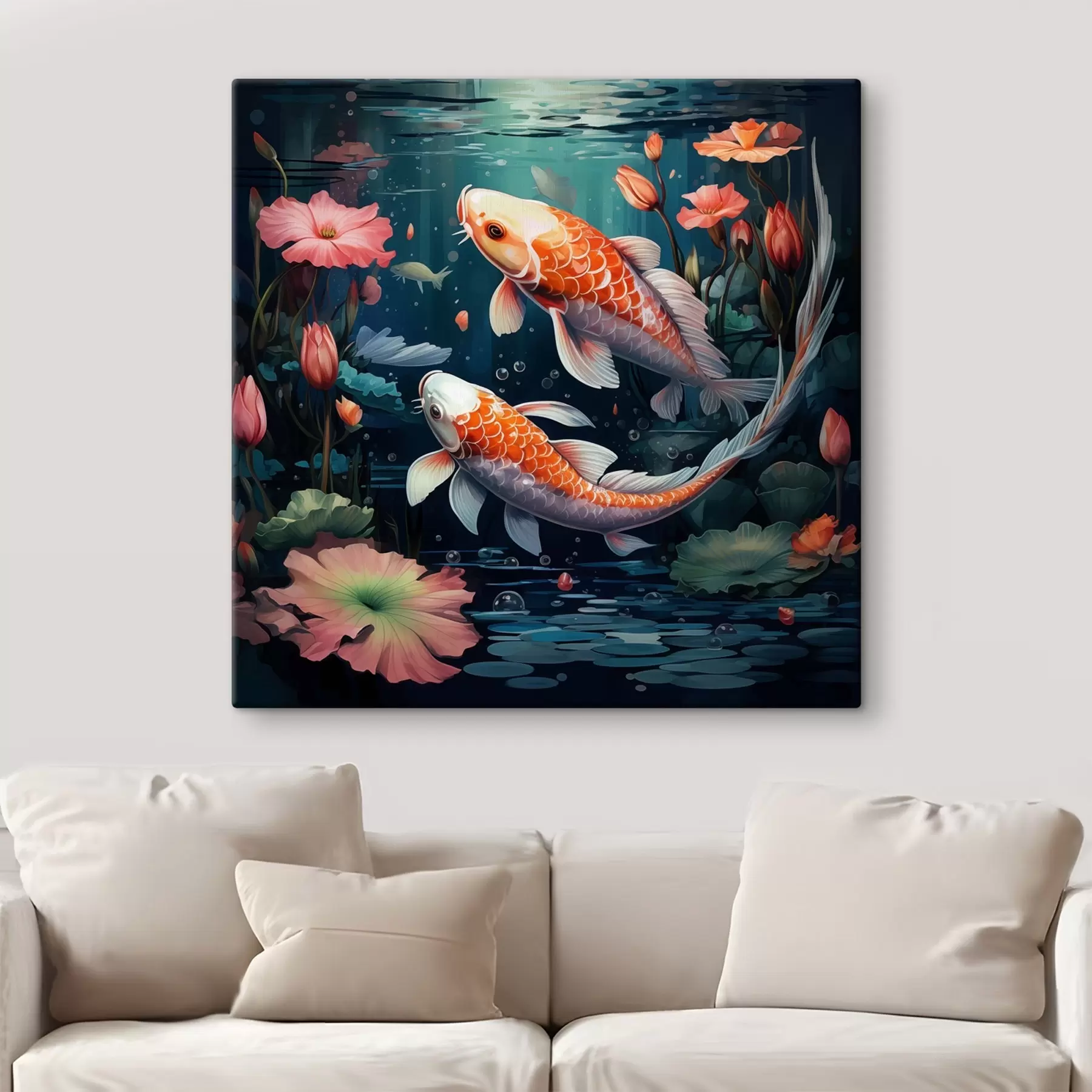  Peintures Carpes koï et lotus s50038