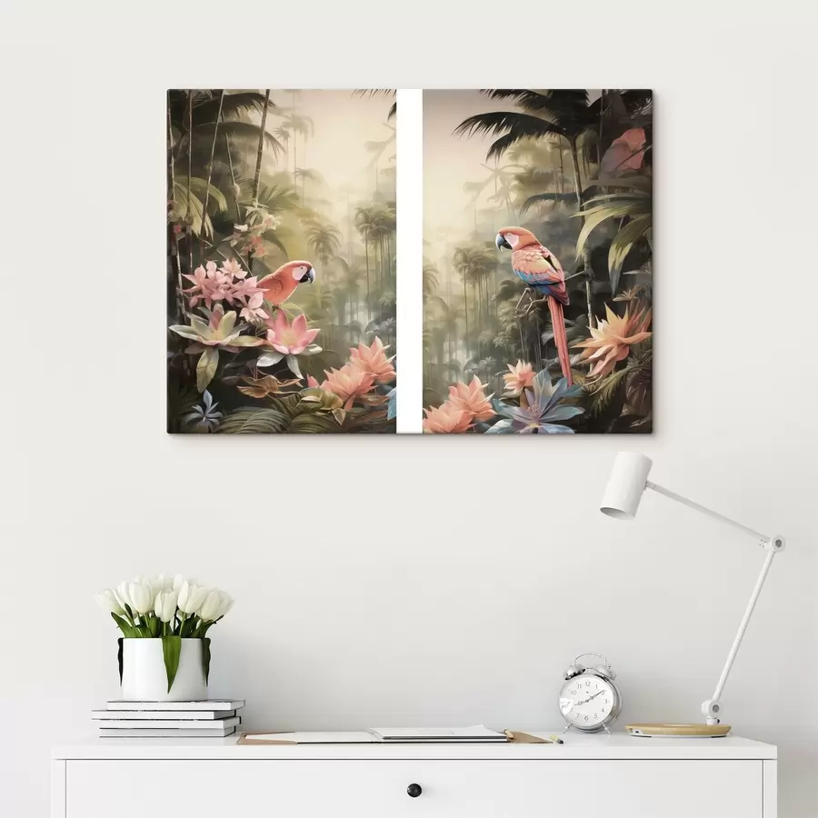 Fotobehang Tropische flamingo's m30771