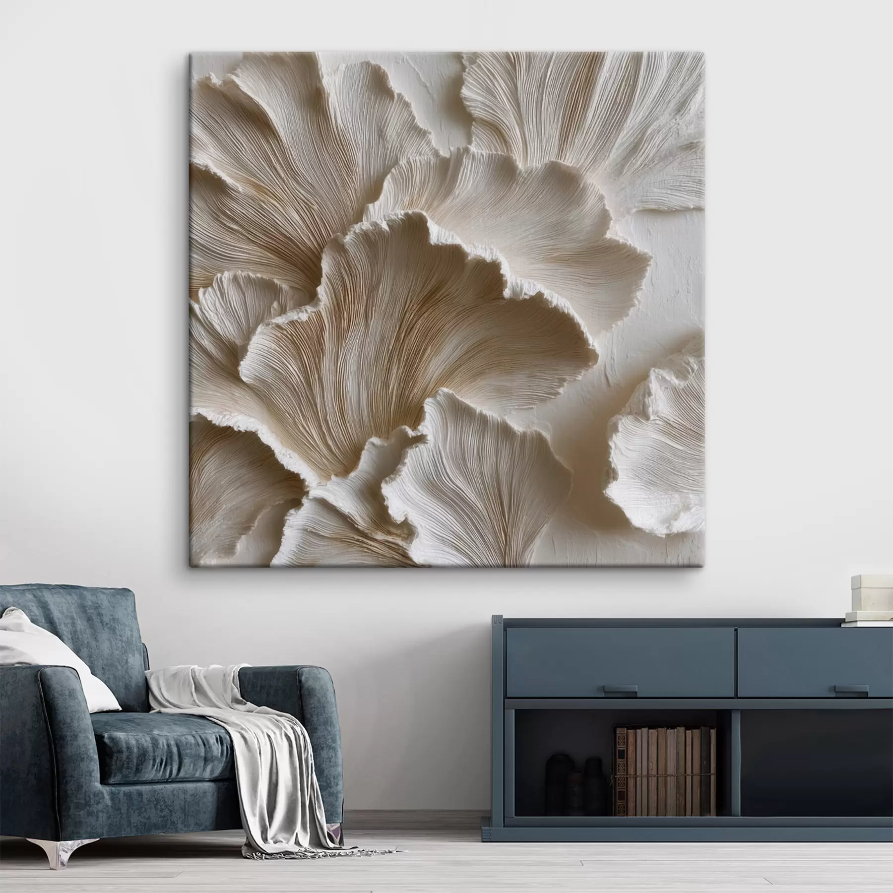  Peintures Composition abstraite texturée, avec des textures superposées, dans une palette de blanc et de beige s49707