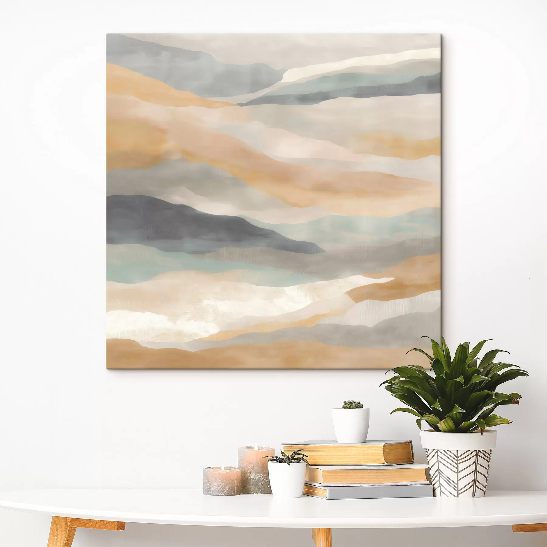  Peintures Des collines aux teintes chaudes et grises, dans un style aquarelle s49713