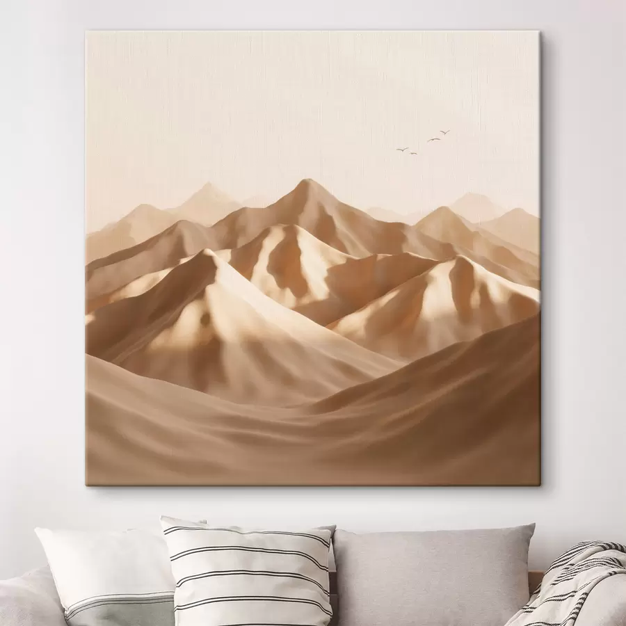  Peintures Dunes de sable abstraites avec des silhouettes d'oiseaux dans des tons pastel s49729