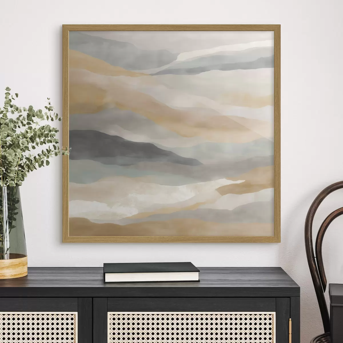 Affiche Des collines aux teintes chaudes et grises, dans un style aquarelle f49713