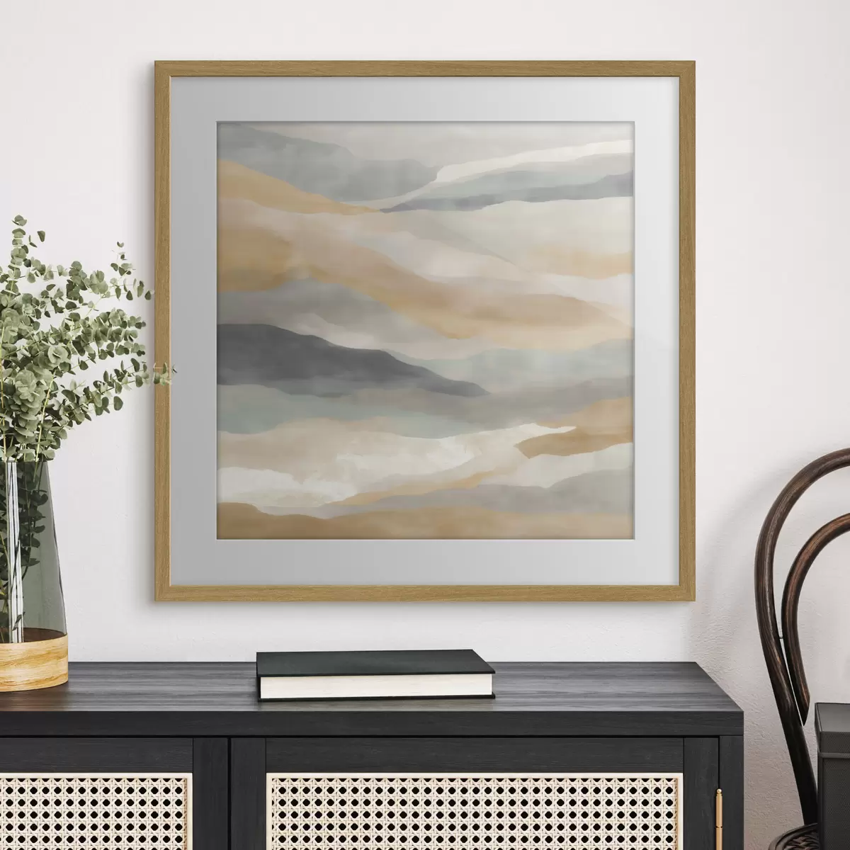 Affiche Des collines aux teintes chaudes et grises, dans un style aquarelle f49713