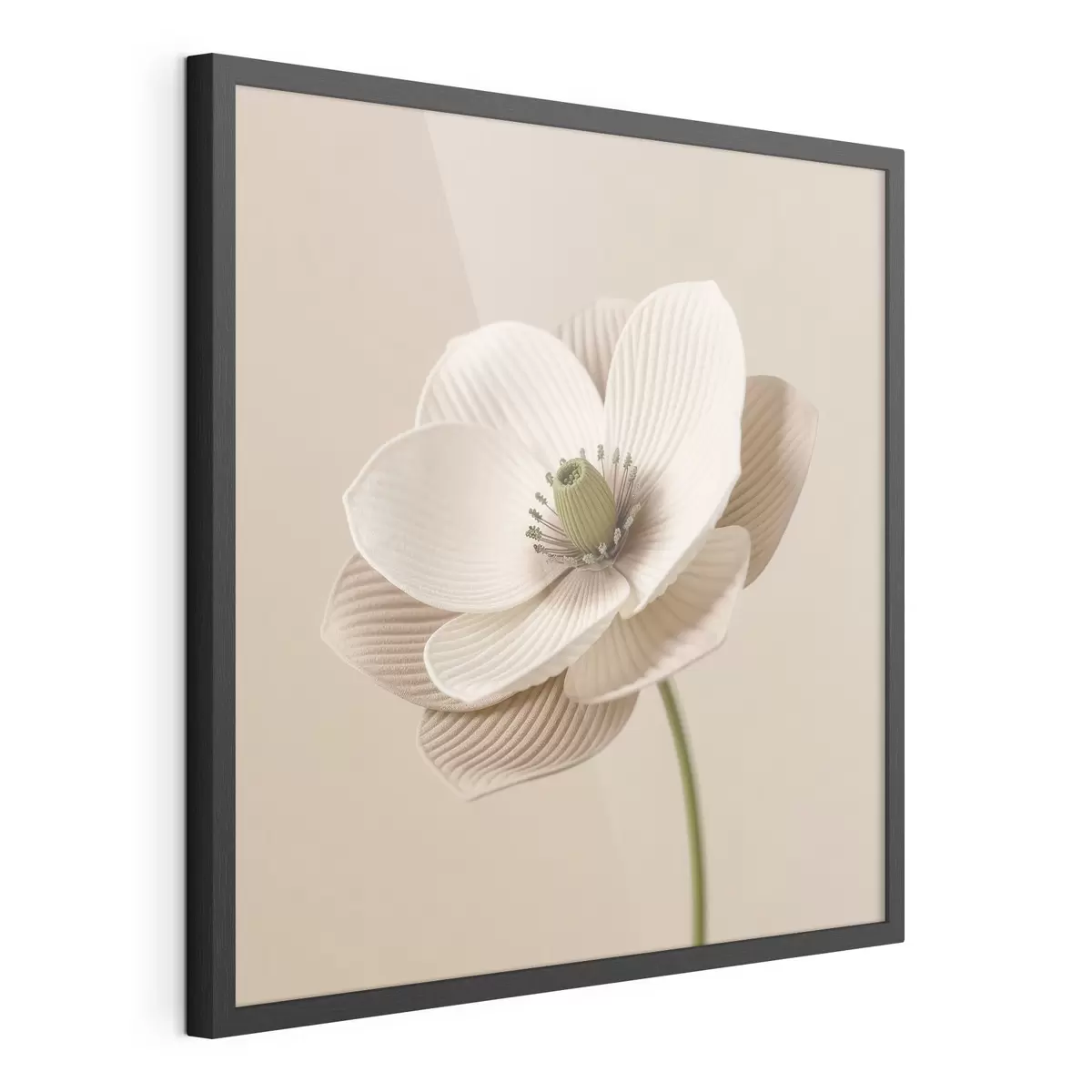 Affiche Fleur aux pétales texturés, dans une palette de tons beiges, de style minimaliste f49719