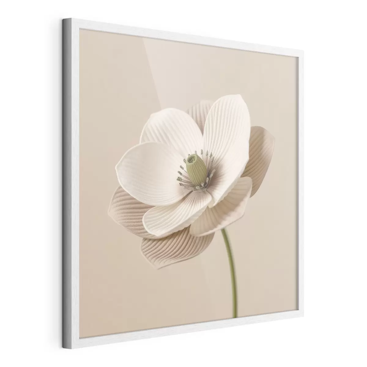 Affiche Fleur aux pétales texturés, dans une palette de tons beiges, de style minimaliste f49719