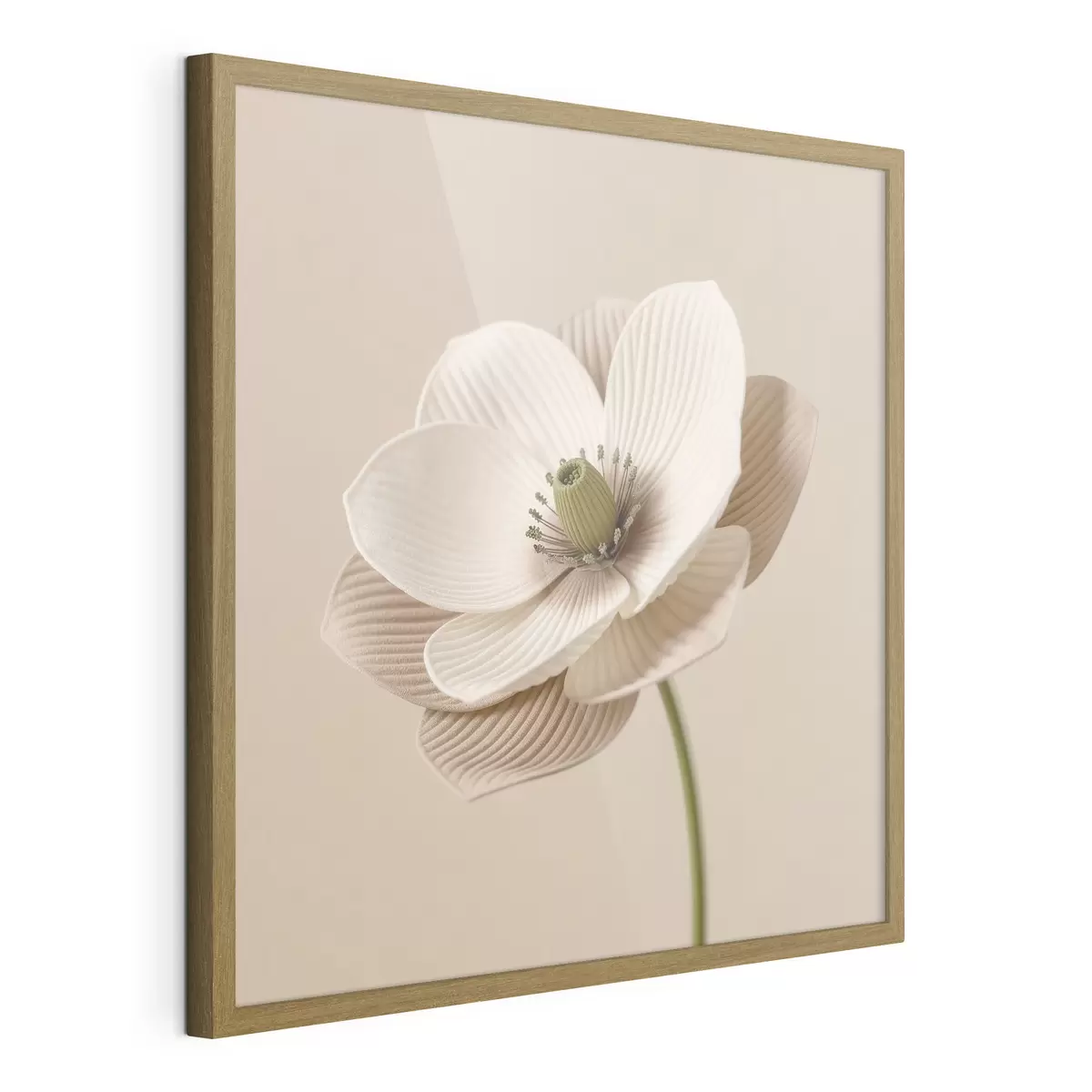 Affiche Fleur aux pétales texturés, dans une palette de tons beiges, de style minimaliste f49719