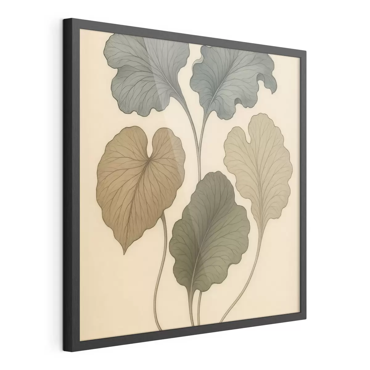 Affiche Feuilles décoratives aux teintes douces sur fond beige f49721