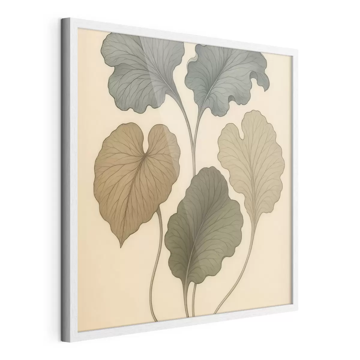 Affiche Feuilles décoratives aux teintes douces sur fond beige f49721
