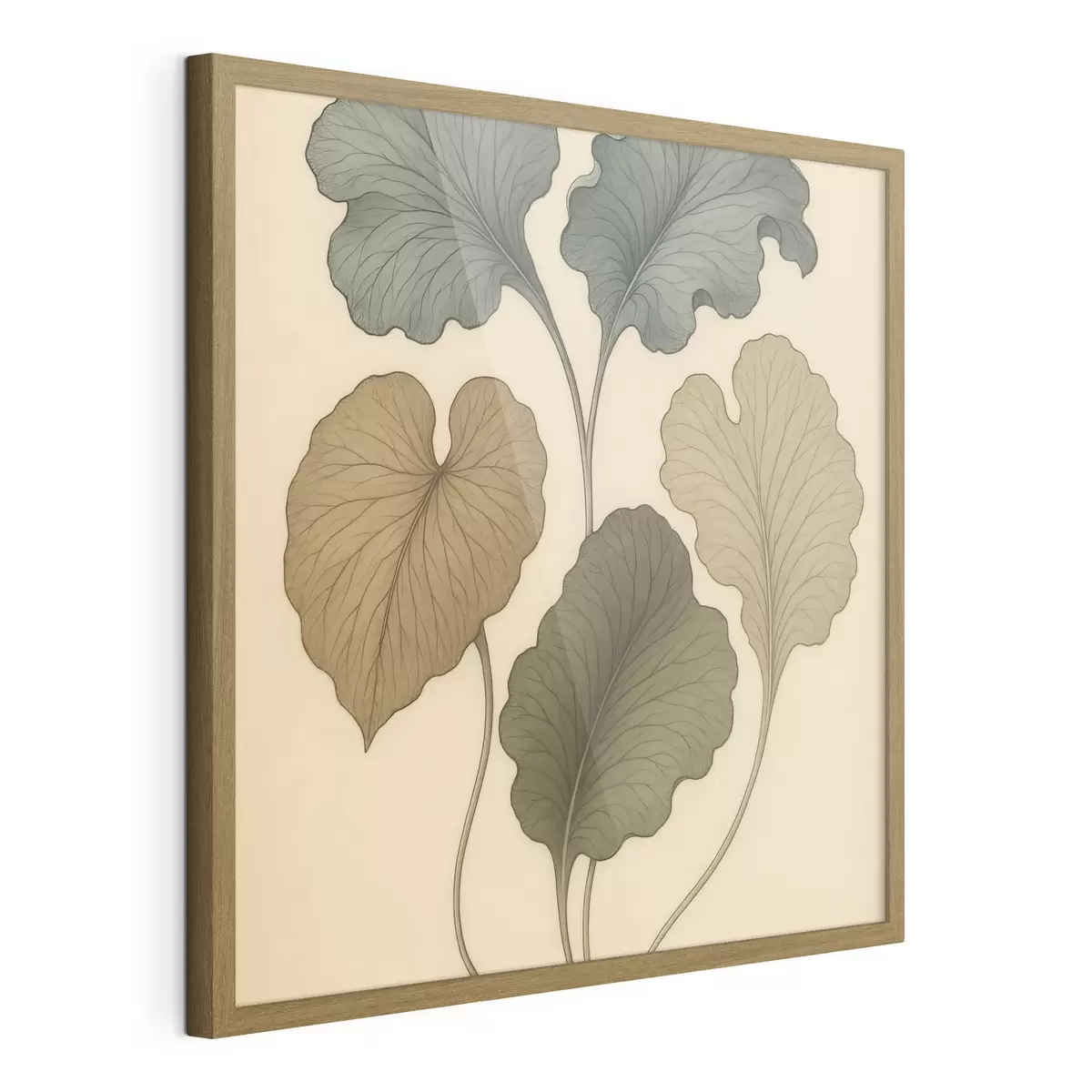 Affiche Feuilles décoratives aux teintes douces sur fond beige f49721