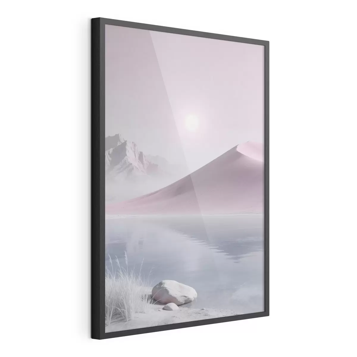 Affiche Lac de montagne près d'une colline sablonneuse aux tons pastel f49725