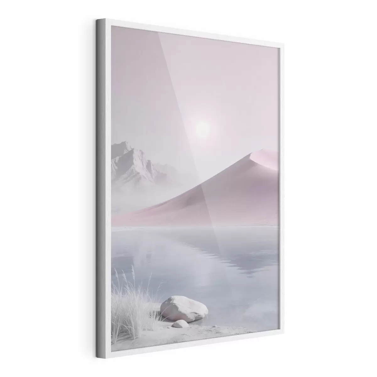 Affiche Lac de montagne près d'une colline sablonneuse aux tons pastel f49725
