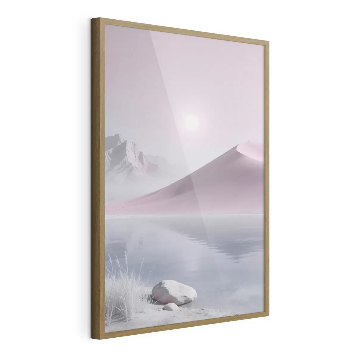 Affiche Lac de montagne près d'une colline sablonneuse aux tons pastel f49725