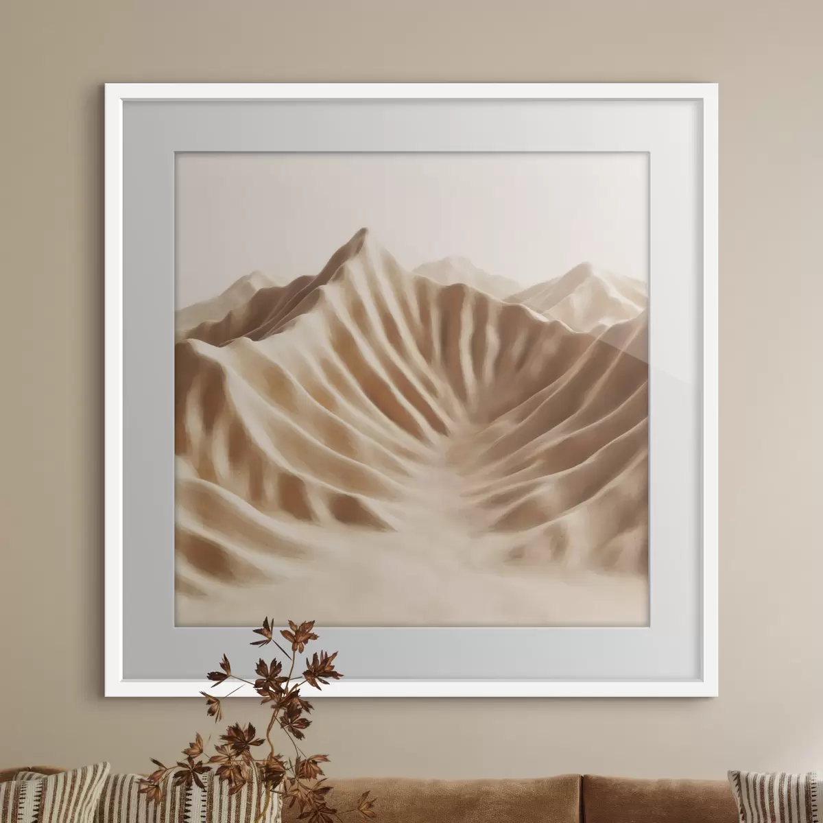 Affiche Dunes décoratives texturées dans une palette de beiges, dans un style d'art contemporain f49728
