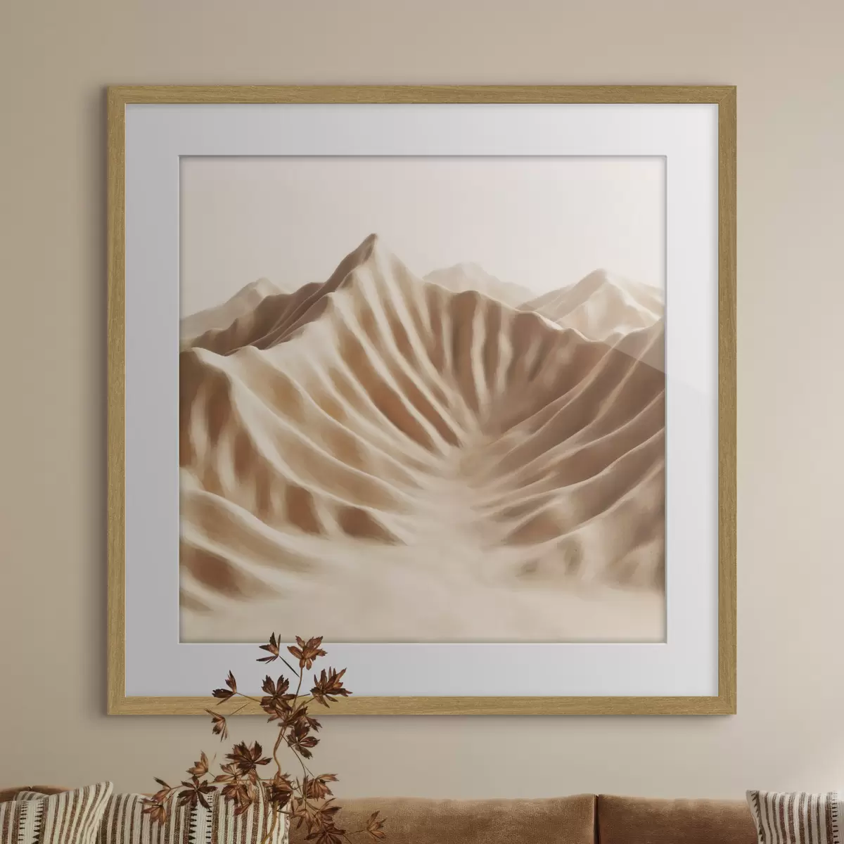 Affiche Dunes décoratives texturées dans une palette de beiges, dans un style d'art contemporain f49728
