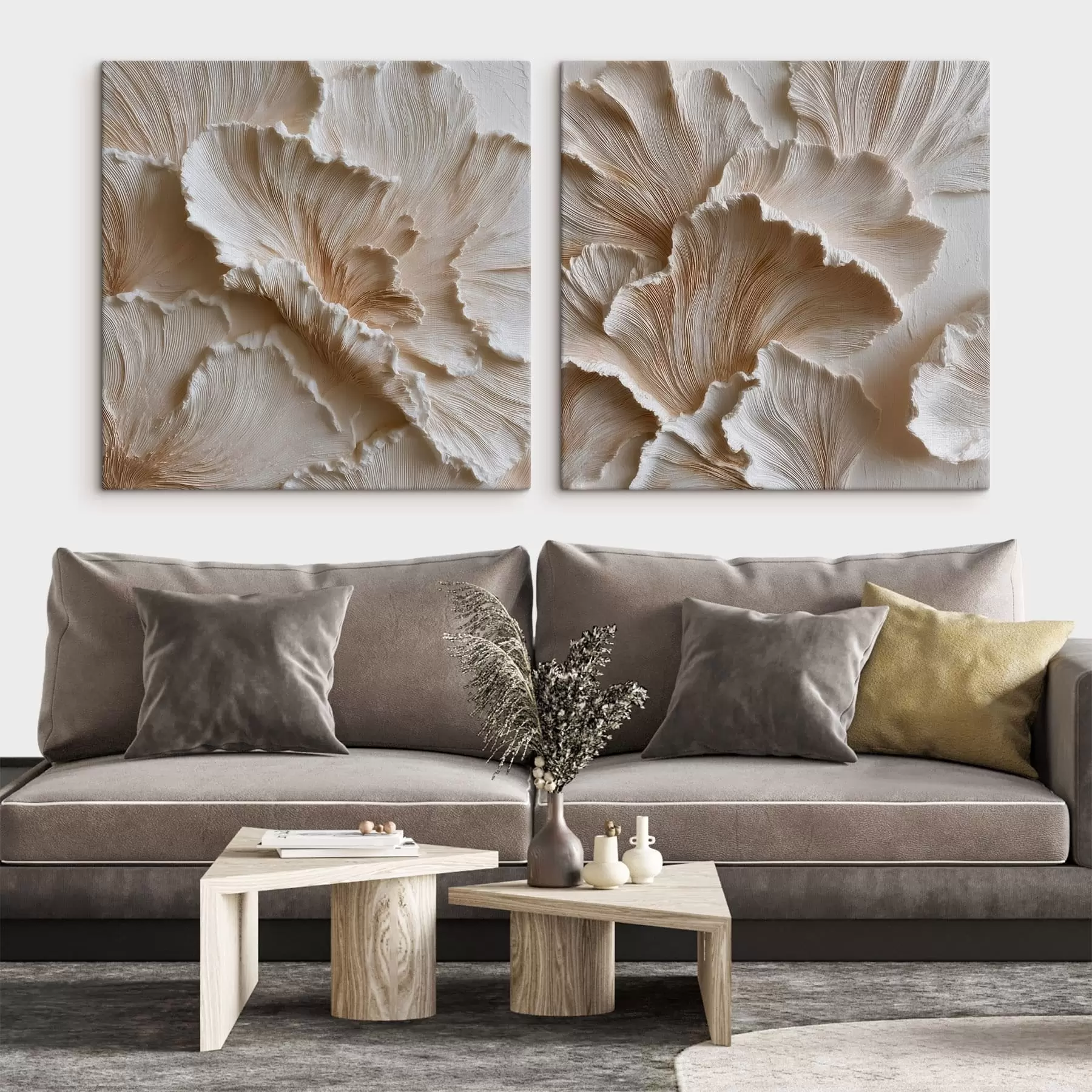  Peintures Des pétales texturés et en relief sur un fond clair, dans un style d'affiche artistique m30647
