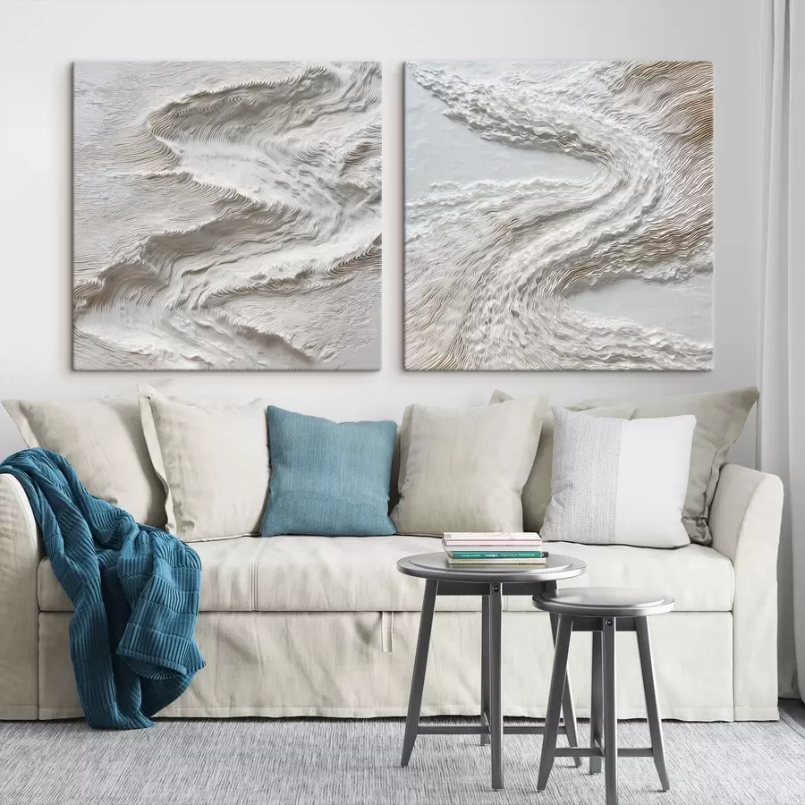  Schilderijen Relief met textuur en fijne contourlijnen in een hedendaagse kunststijl m30652
